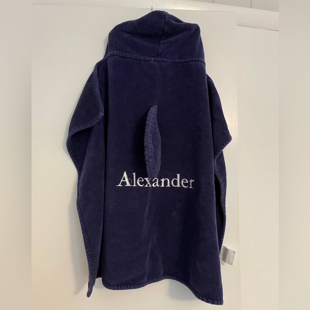 Pottery Barn Navy Hooded Baby Shark Towel “Alexander”